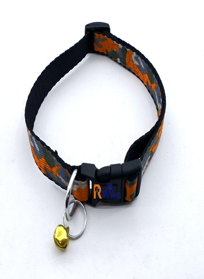 Pups&Pets Dog Collar and Leash Set Puppy Printed, Adjustable Nylon Collar with Leash for Small Dogs, Multicolor Collar Leash Set with Bell for Puppies, Dog & Cat 15 MM (Color-Orange) - Image 3